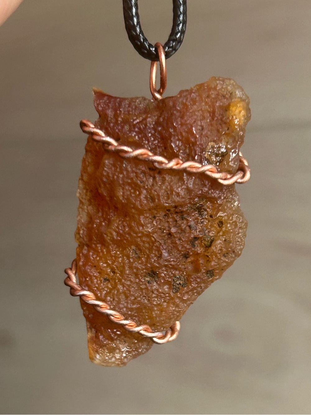 Wire Wrapped Raw Amber Pendant